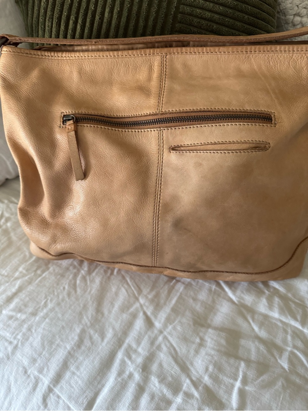 Woven Leather Hobo Bag - Tan - Picture 5 of 7